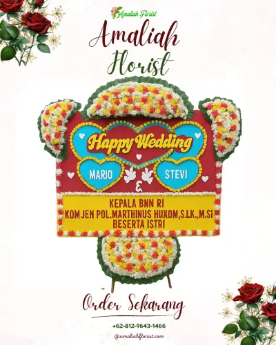 Karangan Papan Bunga Pernikahan di Cibenda